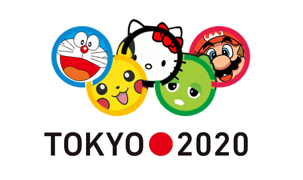 tokyo olympic games 2020 parody logo pokemon mario hello kitty doraemon