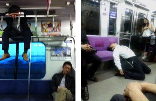 japan train passengers sleeping cool pictures