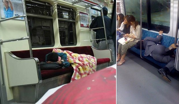 japan train passengers sleeping cool pictures