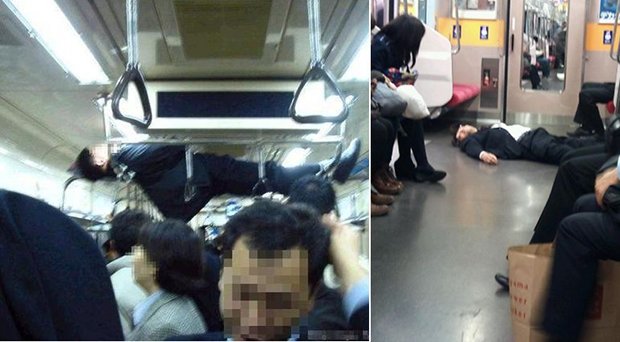 japan train passengers sleeping cool pictures