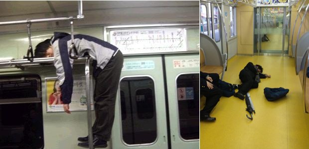 japan train passengers sleeping cool pictures