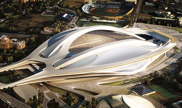 zaha hadid national stadium tokyo olympic games 2020 roof retractable design
