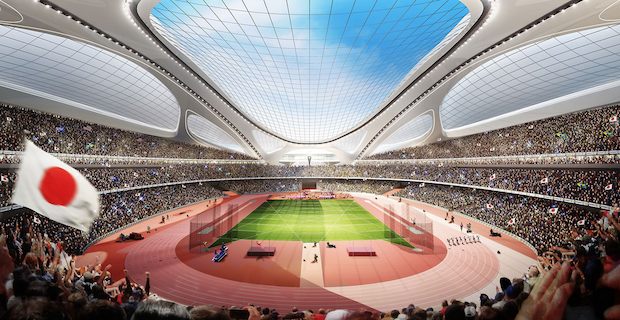 zaha hadid national stadium tokyo olympic games 2020 roof retractable design