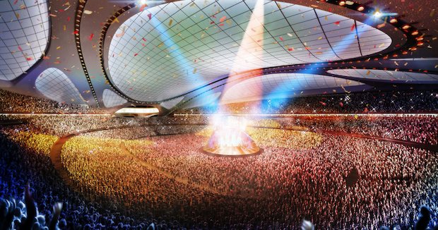 zaha hadid national stadium tokyo olympic games 2020 roof retractable design