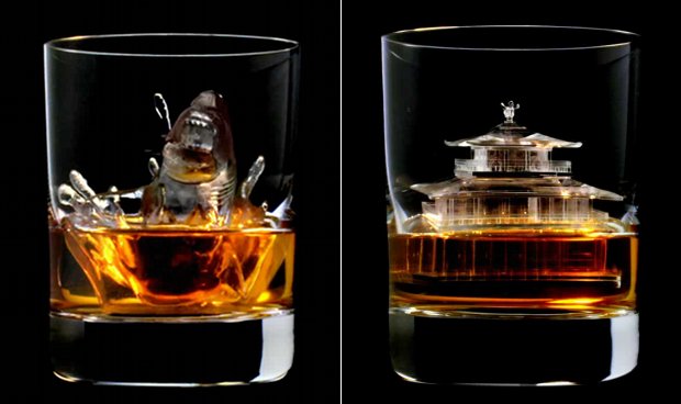 suntory whisky 3d ice cube rock sculpture shoe temple