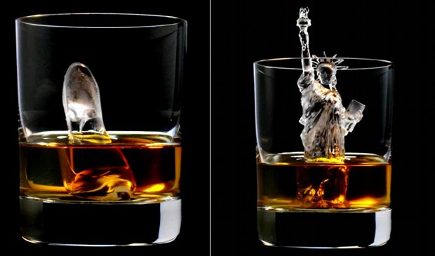 suntory whisky 3d ice cube rock sculpture statue of liberty shoe