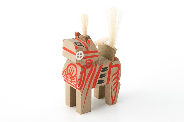 found muji aoyama engimono japanese good luck charms talismans crafts regional miharu-goma horse toy fukushima