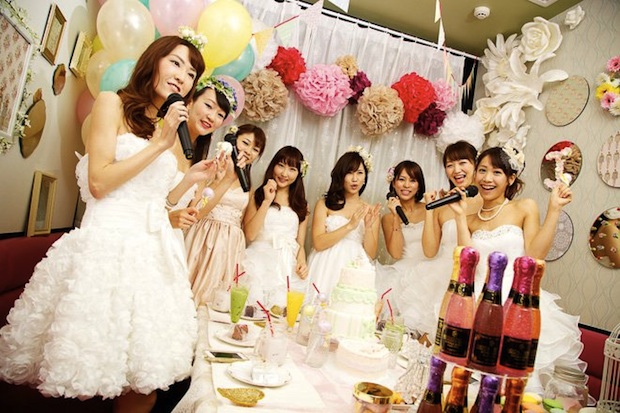 humming girls room with joysound wedding party women cosplay karaoke japan service joshikai