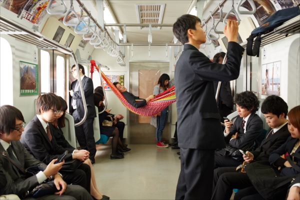 japan napping seats train hammock futon carriage transport