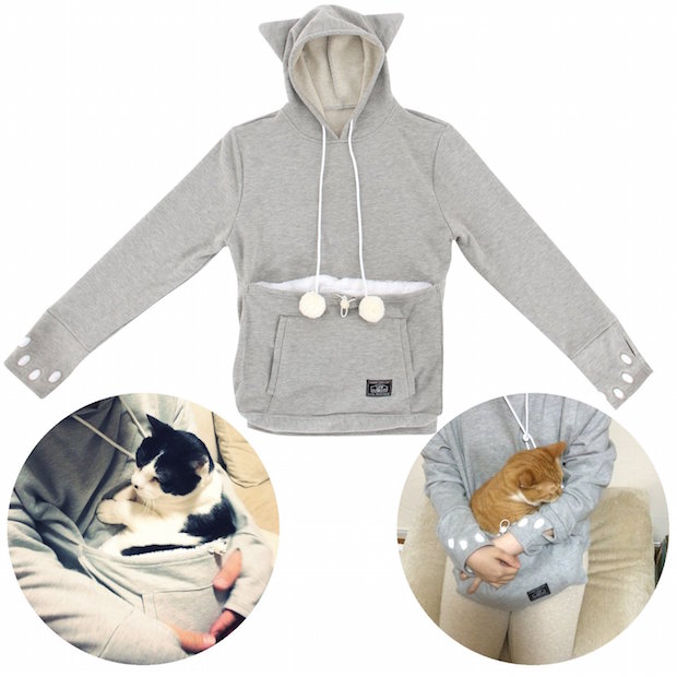 Mewgaroo Hoodie Pet Pouch Sweatshirt buy japanese cat snuggle cuddle pocket clothing buy