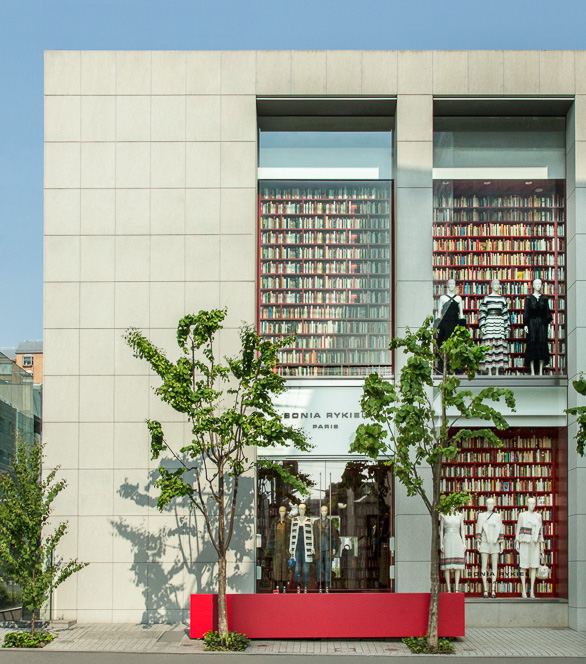 sonia rykiel tokyo aoyama store pop-up library book bookshelves shop