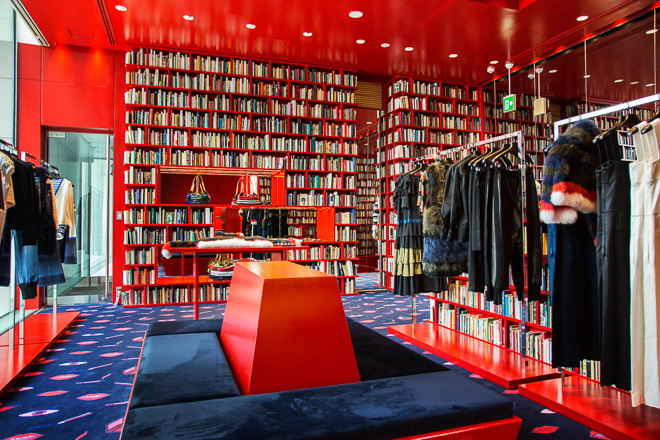 sonia rykiel tokyo aoyama store pop-up library book bookshelves shop