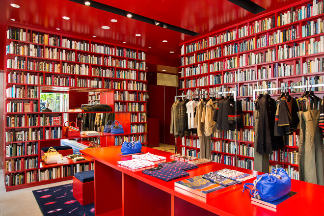 sonia rykiel tokyo aoyama store pop-up library book bookshelves shop