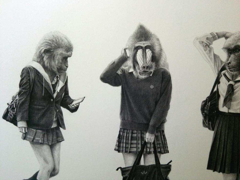 takumi kama schoolgirl animals exhibition kyoto uniform school japanese anthropomorphic art