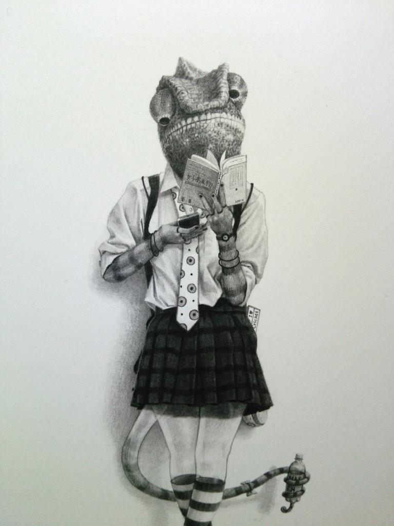 takumi kama schoolgirl animals exhibition kyoto uniform school japanese anthropomorphic art