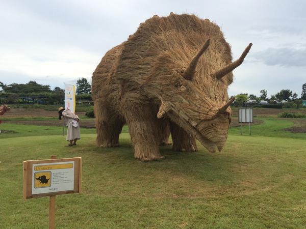 amy goda artwork straw sculpture niigata japan dinosaur praying mantis crab