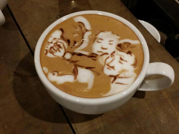 japanese security bills anpo sato masahisa brawl fistfight meme parody latte art cappuccino