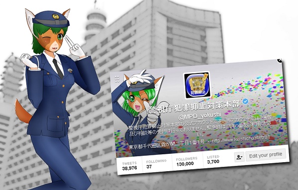 Tewatasanaiinu mascot character kawaii police crime prevention kemono musume japanese