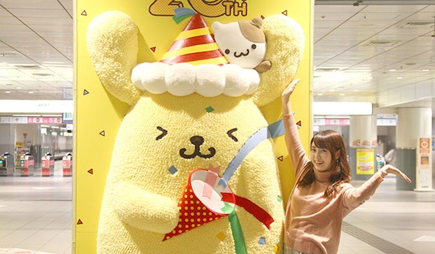 pompompurin shibuya station huggable ads tokyo sanrio