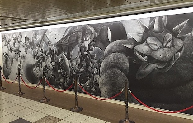 dragon quest video game chalkboard art shinjuku station mural renarena anniversary