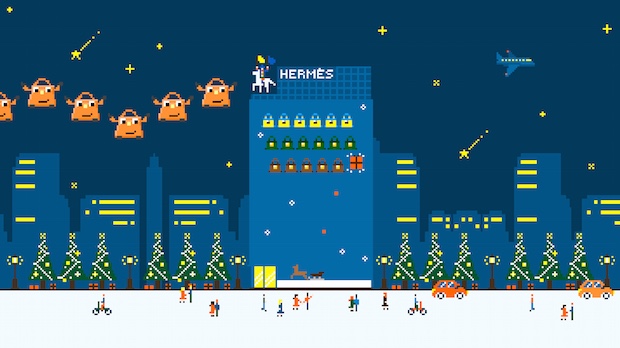 hermes jingle games maison ginza projection mapping tokyo japan christmas interactive