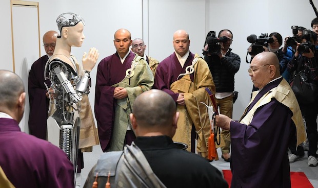 mindar kyoto temple android robot kannon goddess mercy buddhist preaching