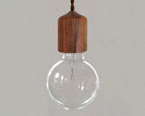 Wooden Light Bulb Socket and Light Bulb