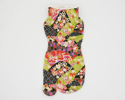 Wasi Wasi Chiyogami Black Fan Tabi Washi Short Socks