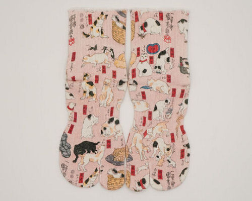 Wasi Wasi Fifty-Three Cats Washi Tabi Socks