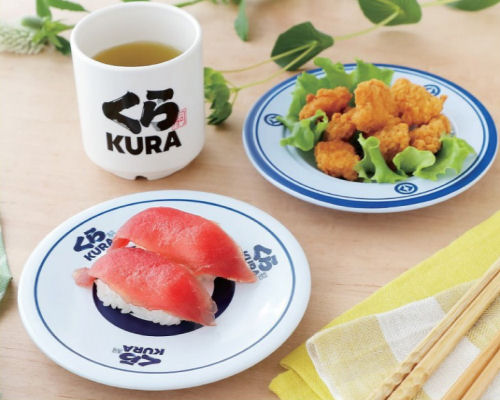 Kura Sushi Official Plates and Cup