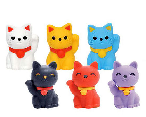 Maneki-neko Beckoning Cat Erasers (Pack of 60)